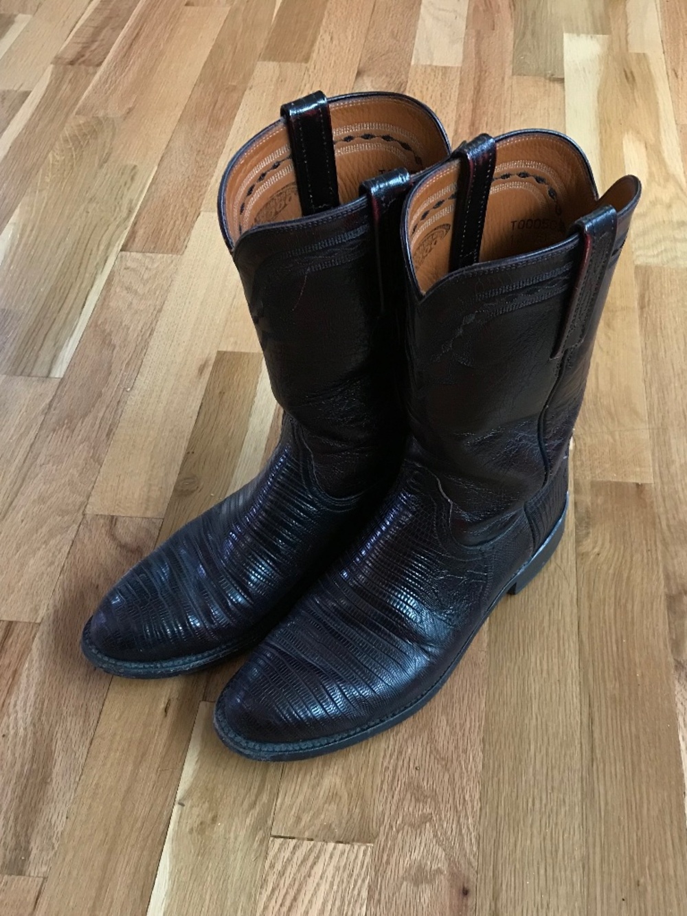 Lucchese Teju Lizard Roper cowboy boots